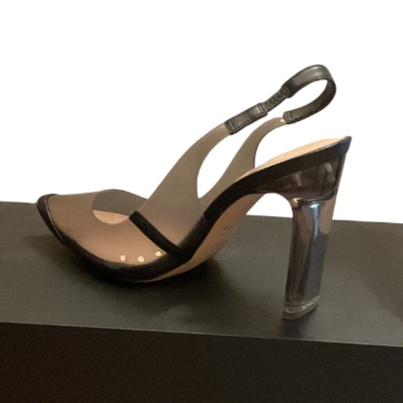 ALDO Clear PVC Slingback Heels | Transparent Pointed Toe | Black Trim - Picture 4 of 6